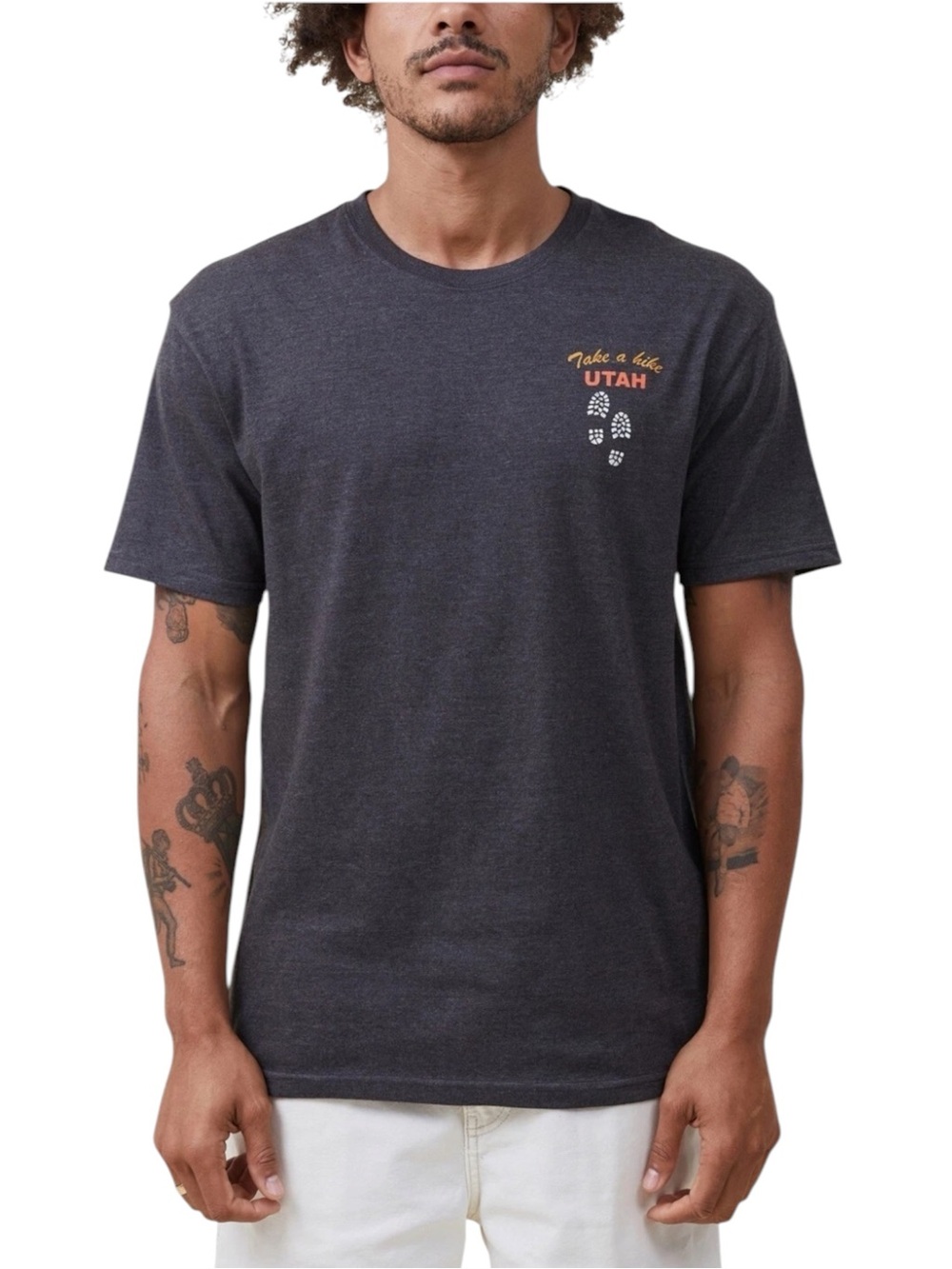 Cotton‎ On Men's Loose Fit Souvenir T-shirt, charcoal/black, Sz Large